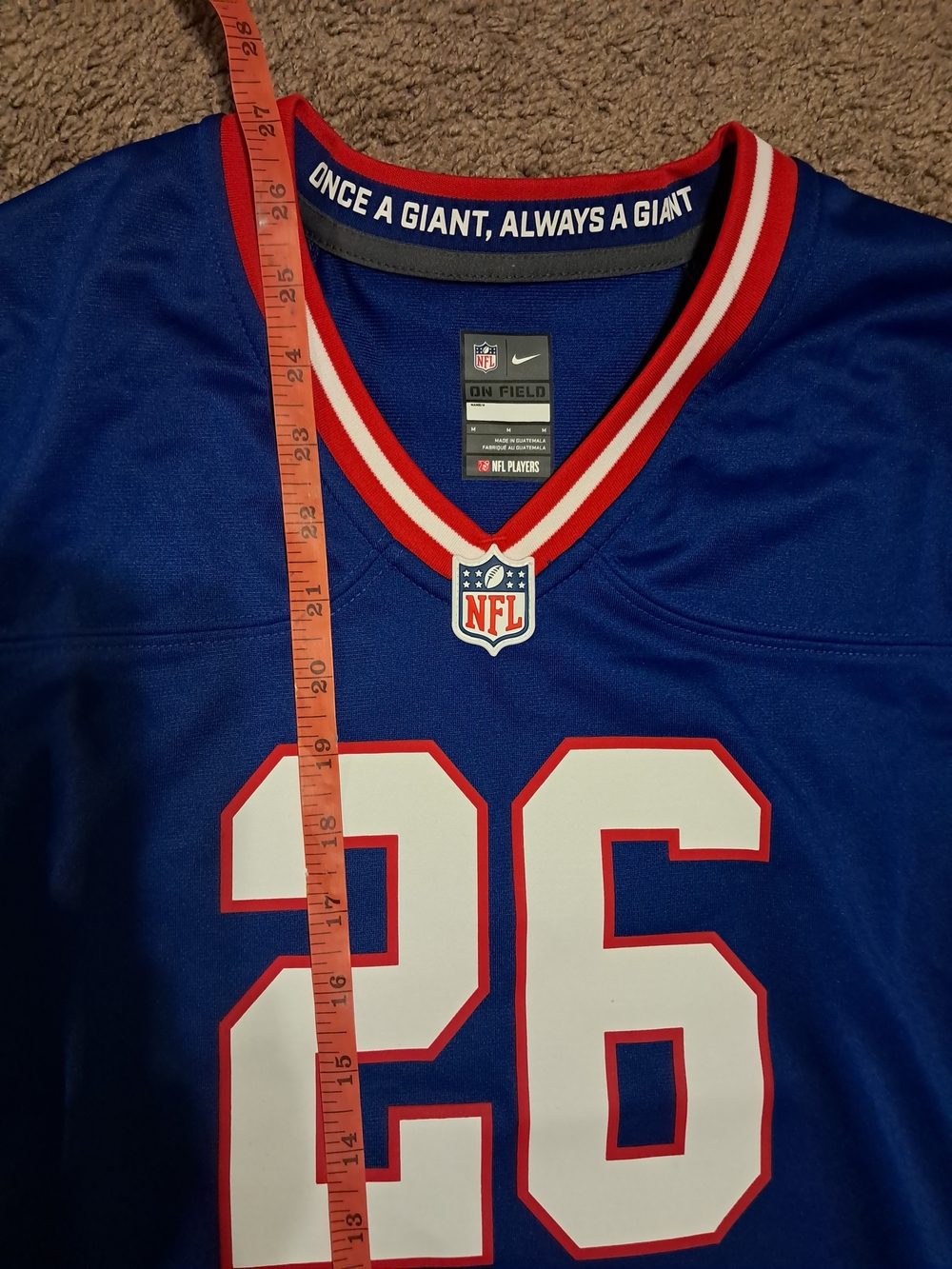 Saquon Barkley 26 New York Giants Blue Red White Mens Nike Jersey Med